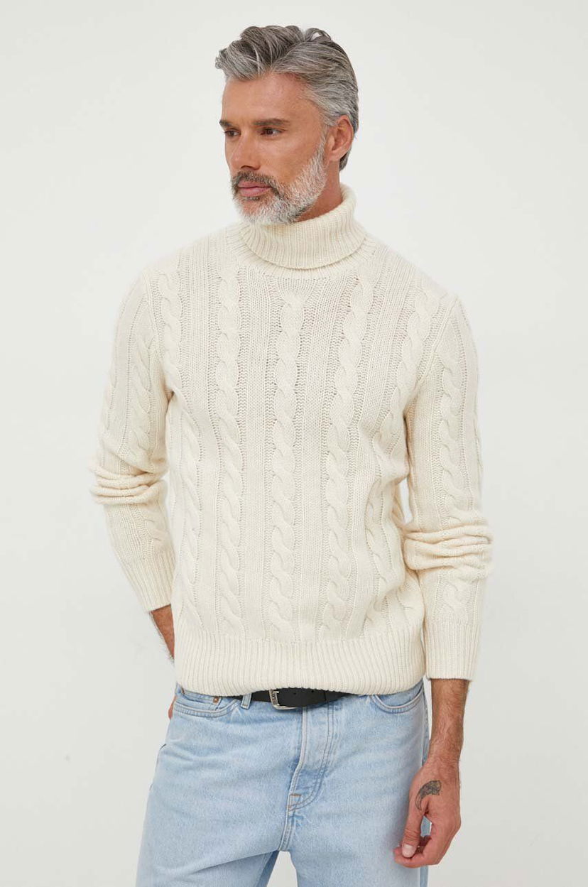 Cветр Polo by Ralph Lauren Cable-Knit Turtleneck Sweater білий | 710917035