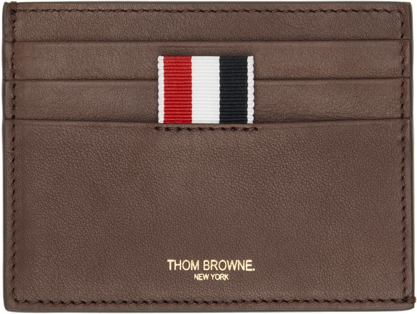 Гаманець Thom Browne Thom Browne Soft Calf Leather Double Card Holder Коричневий | MAW031A-L0117
