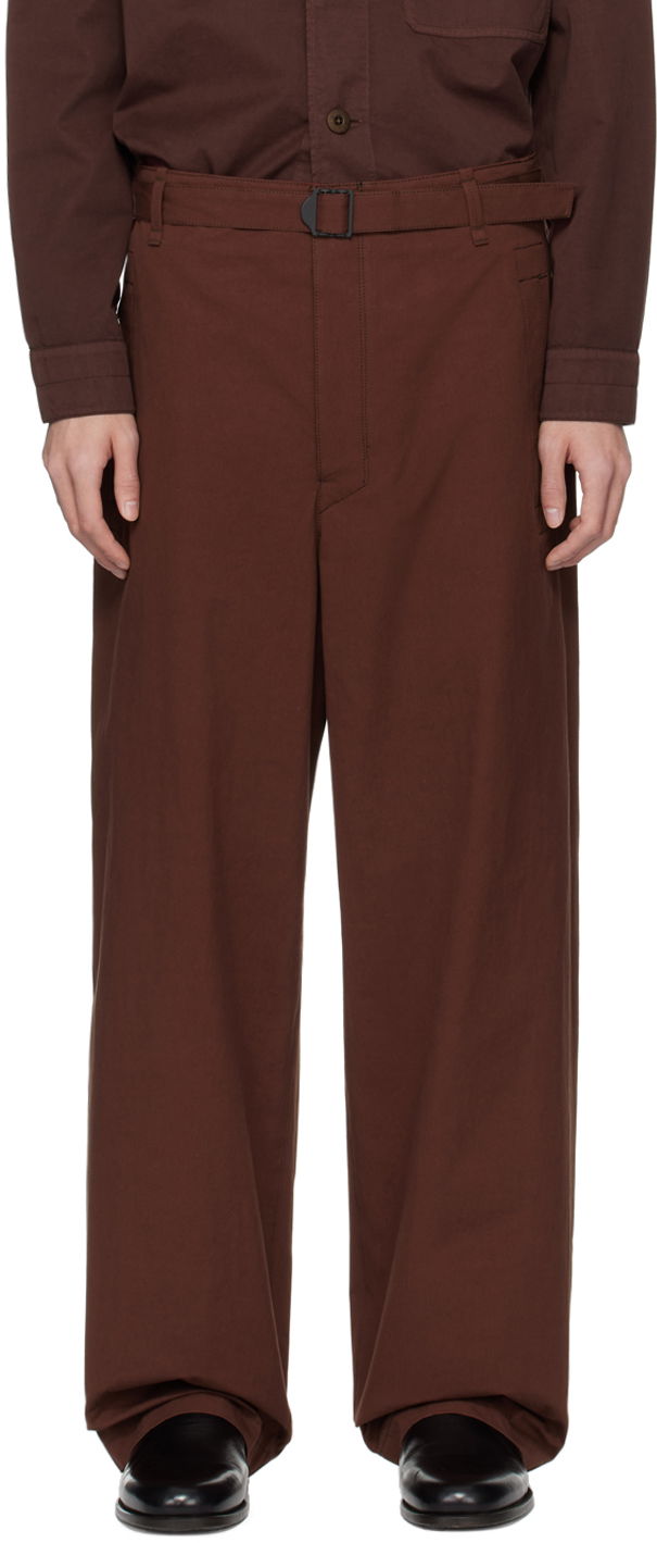 Штани LEMAIRE LEMAIRE Seamless Belted Trousers Коричневий | PA1106 LF1220