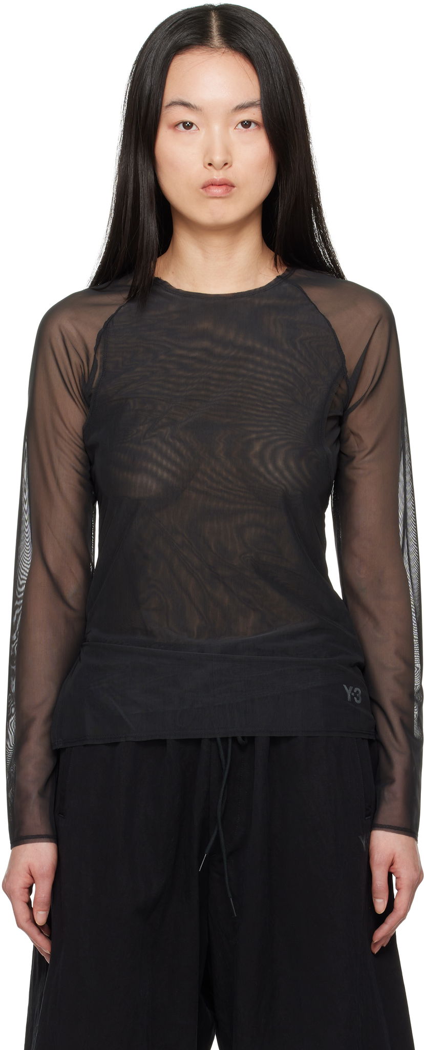 Футболка Y-3 Y-3 Mesh Fitted Long Sleeve T-Shirt чорний | JD1455