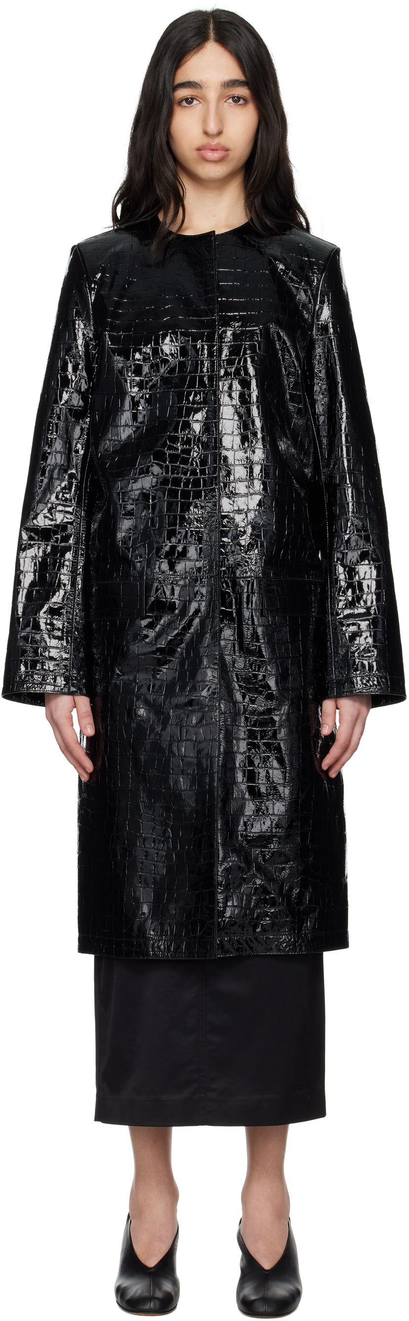 Пальто TOTEME TOTEME Croco-Embossed Leather Coat чорний | 252-WRO0219-LE0129