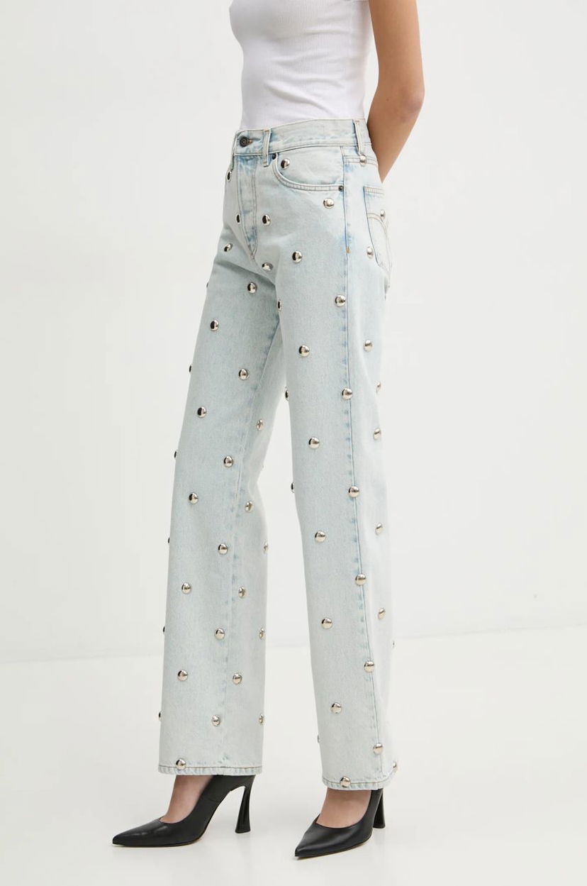 Джинси Fiorucci Fiorucci High-Waisted Studded Wide-Leg Jeans Синій | U01FMDJE075DN06DN08