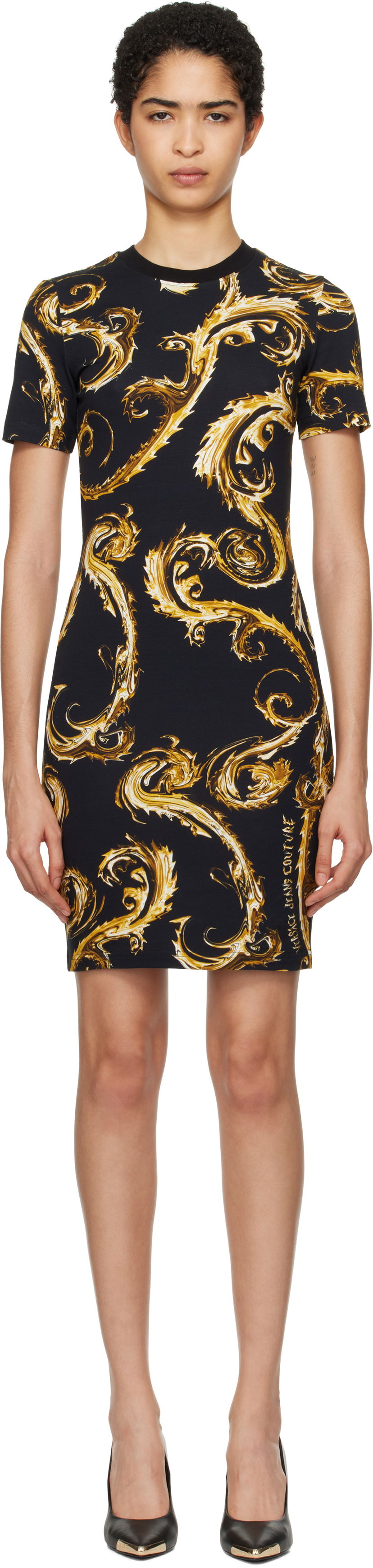 плаття Versace Couture Print T-Shirt Minidress чорний | E77HAO939_EJS409