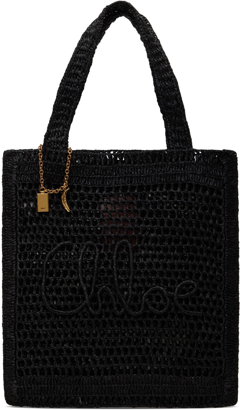 сумка-тоут CHLOÉ Chloé Summer Banana Raffia Tote чорний | CH25US901P08