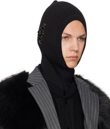 Шапка Simone Rocha Simone Rocha Merino Silk Knit Balaclava with Crystal Embellishments чорний | KMK5MB 0647, 1