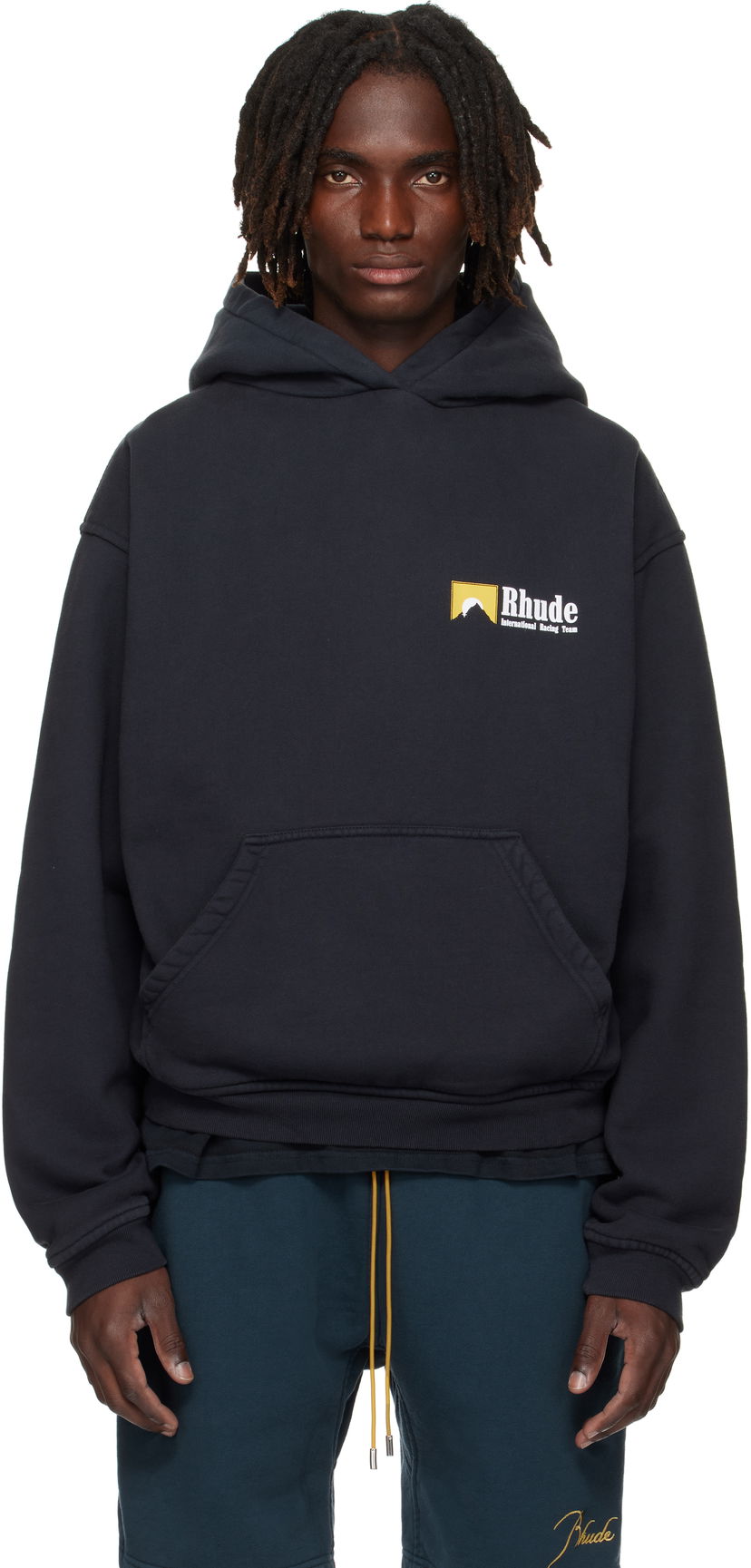 Світшоти Rhude Rhude International Racing Logo Hoodie чорний | RHPF25HO07012