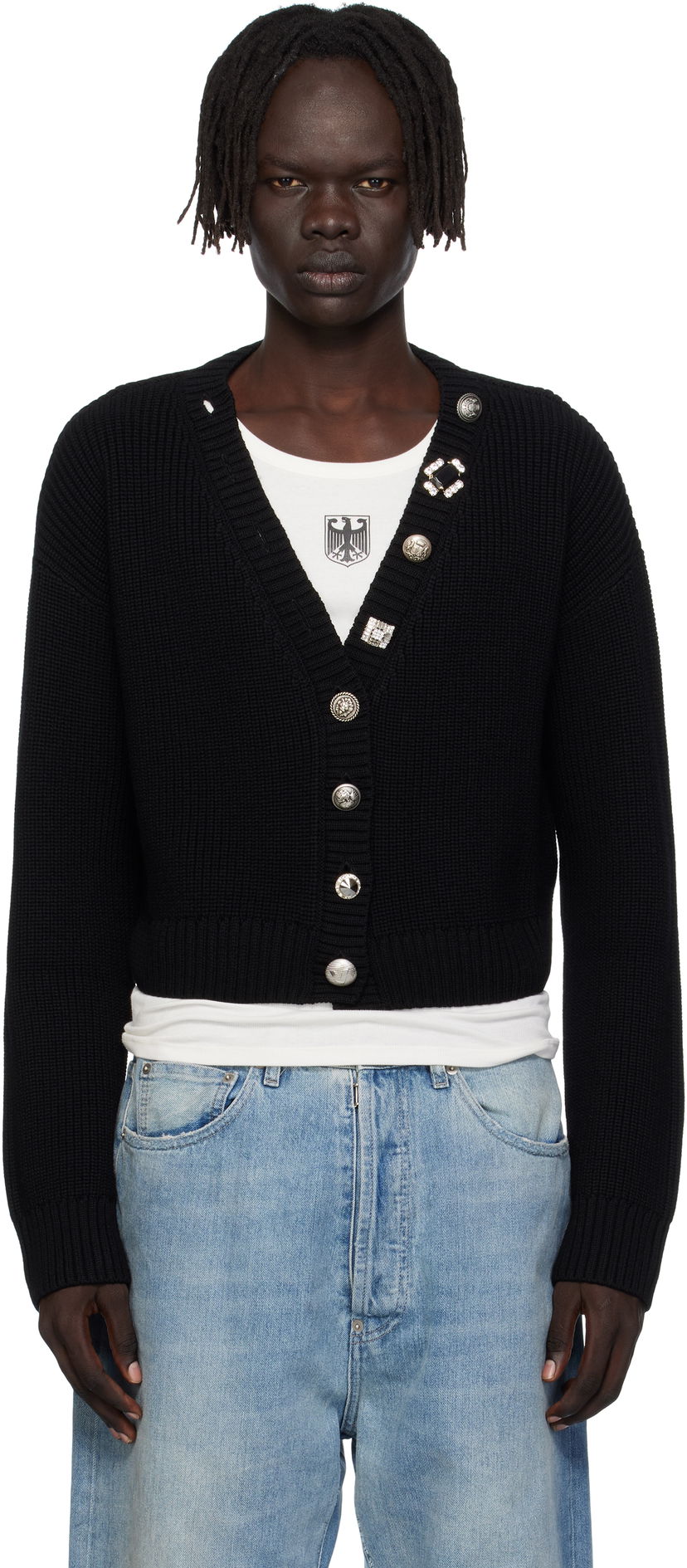 Cветр VETEMENTS VETEMENTS Fancy Button Cropped Cardigan чорний | WH76KN220B