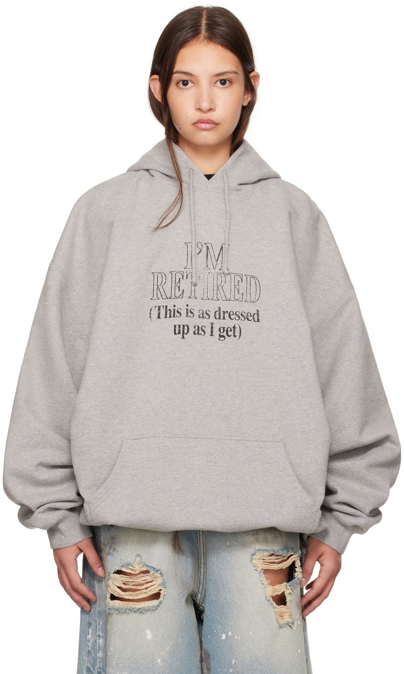Світшоти VETEMENTS 'I'm Retired' Oversized Hoodie Сірий | UA66HD710G