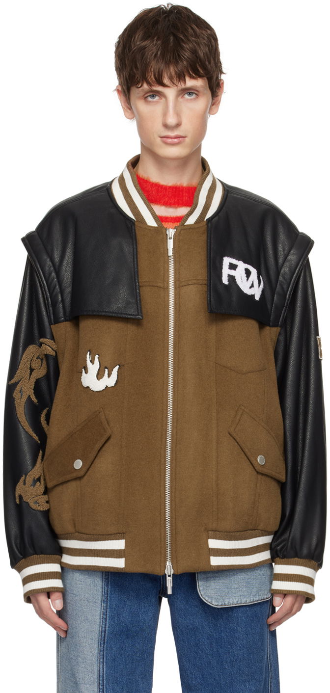 Куртка бомбер Feng Chen Wang Feng Chen Wang 'Phoenix' Bomber Jacket Коричневий | FUF16JK55K
