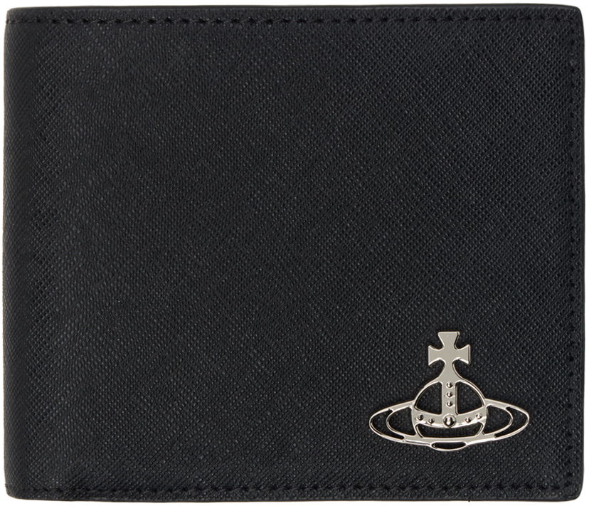 Гаманець Vivienne Westwood Black Billfold Saffiano Wallet чорний | 5115002PM-L001N-