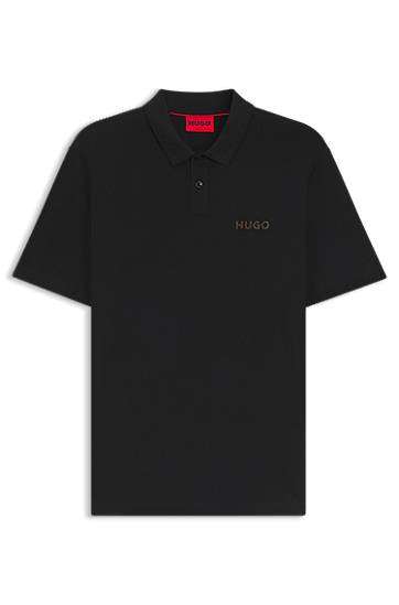 Сорочка поло BOSS HUGO Piqué Polo Shirt with Logo Appliqué чорний | 50542830