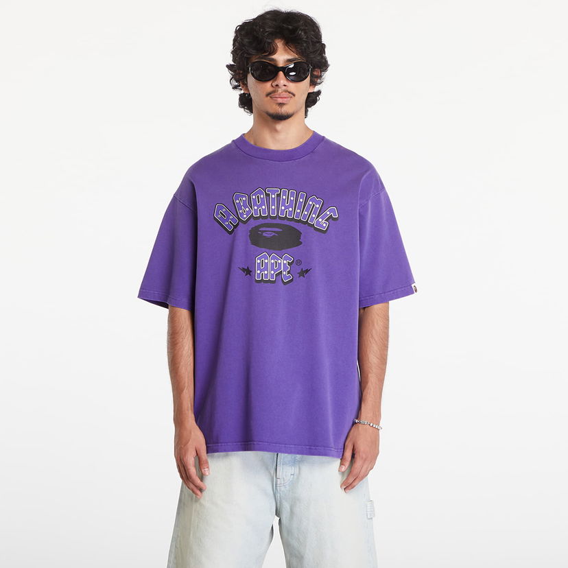 Футболка BAPE A BATHING APE Garment Dye Rhinestone Logo Relaxed Fit Short Sleeve Tee Purple Фіолетовий | 001CSK801312M PUR