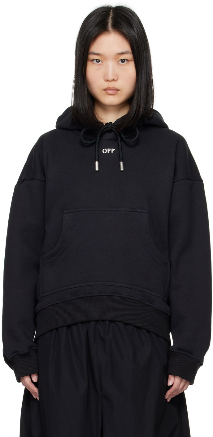 Світшоти Off-White Black Off Stamp Round Hoodie чорний | OWBB061C99FLE0011001