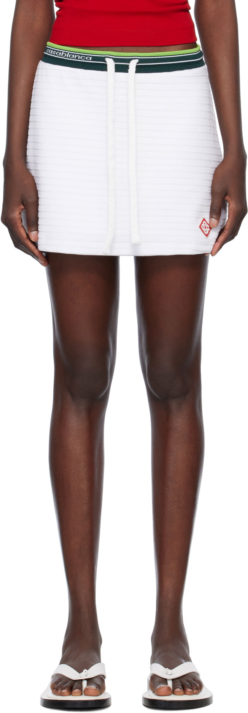 Спідниця Casablanca Casablanca Textured Velour Tennis Miniskirt білий | WS25-SK-144-01