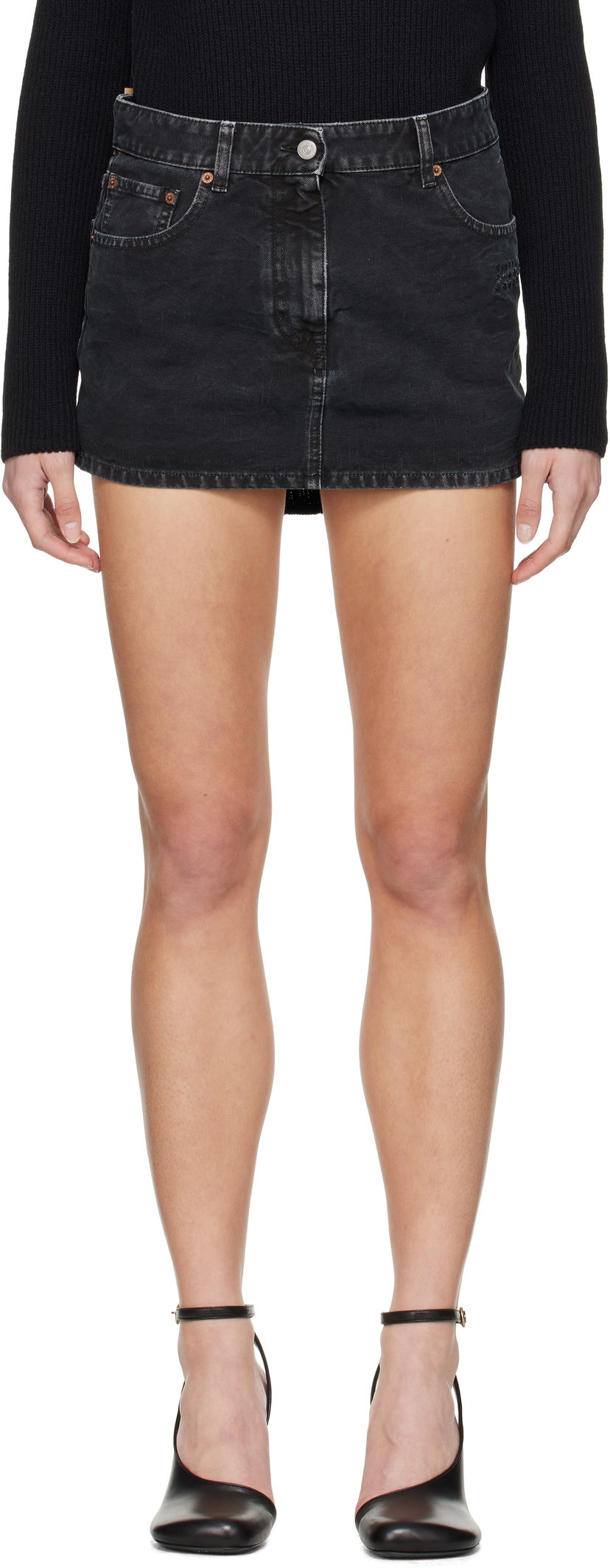 Спідниця Maison Margiela MM6 Maison Margiela Twisted Denim Miniskirt чорний | S52MC0010 M35249