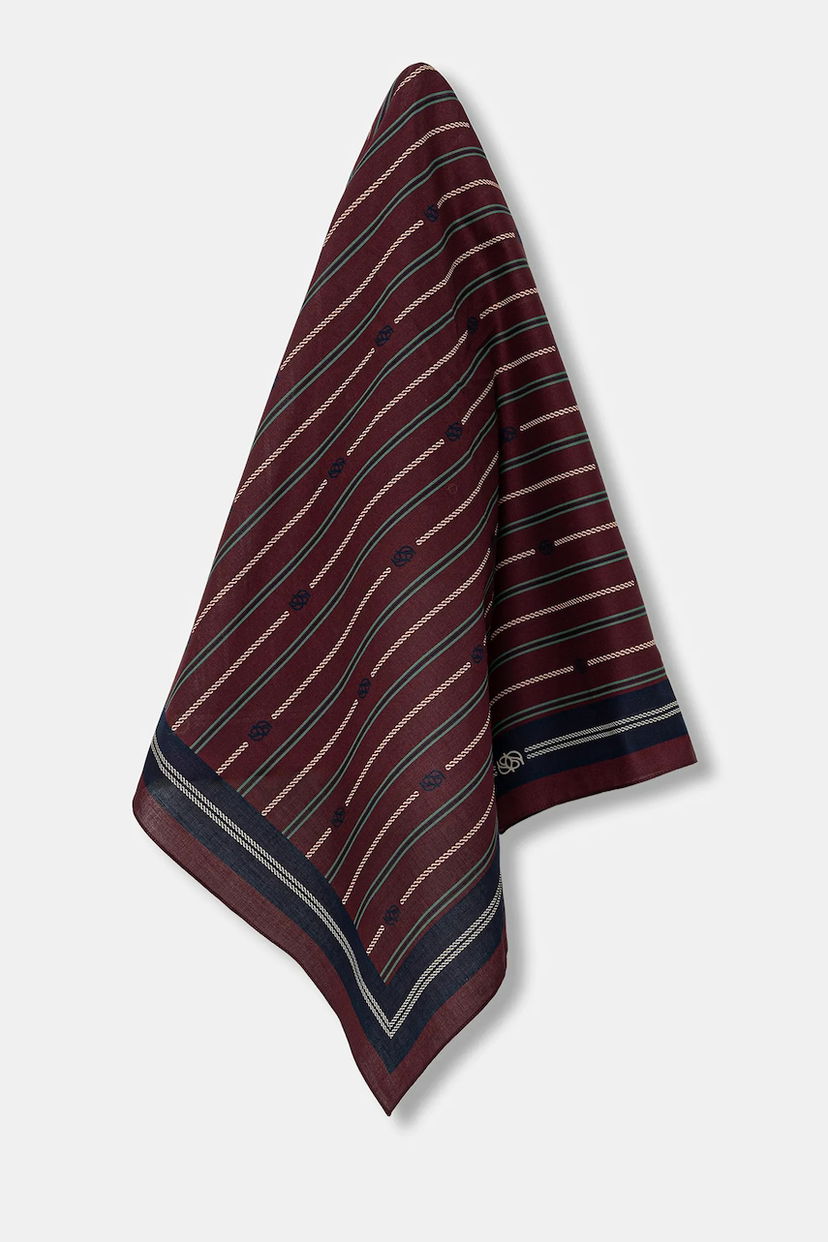 Шарф Drôle de Monsieur Drôle de Monsieur Le Foulard Rayure Monogramme Pocket Square Бордовий | I.BA021.CO128