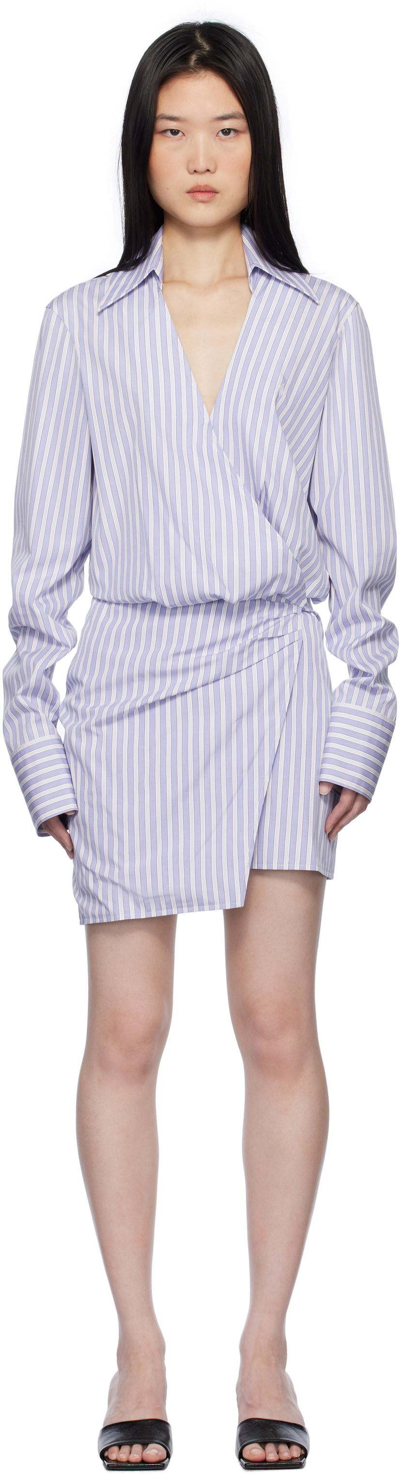 плаття The Attico Attico Striped Wrap Shirt Mini Dress Фіолетовий | 250WCA00394 CCC051AA