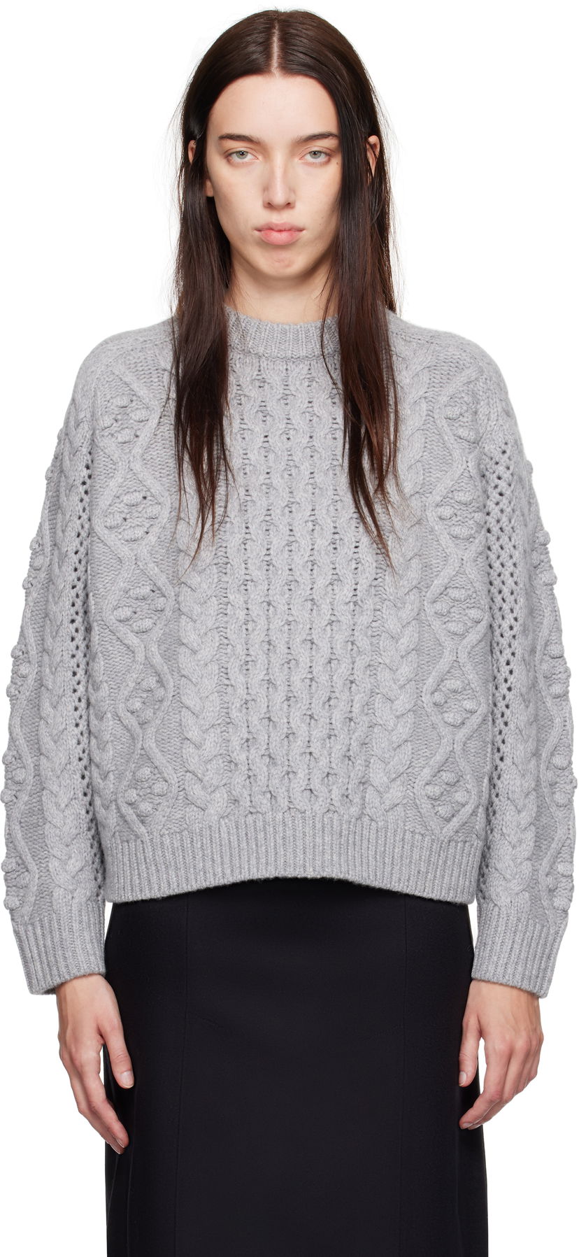 Cветр Loulou de Saison Loulou de Saison Secas Cable Knit Sweater Сірий | SECAS