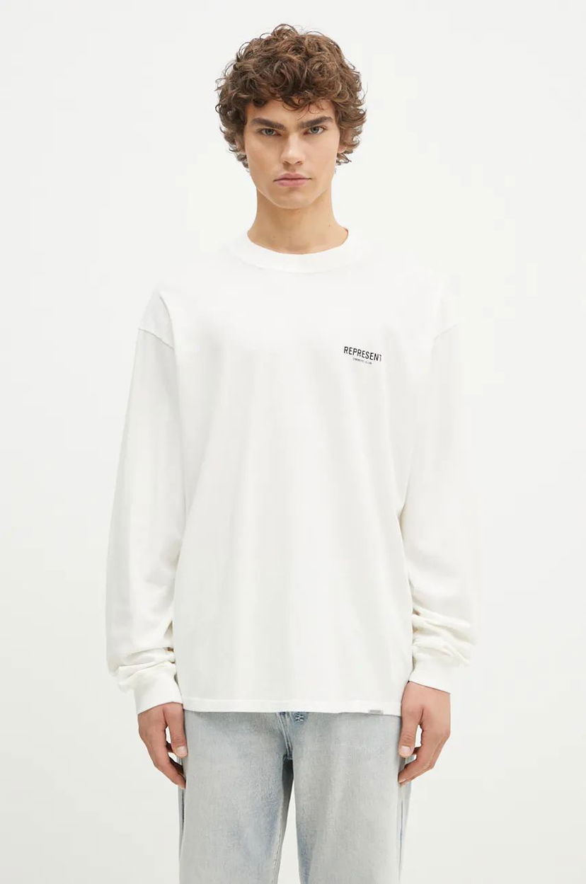 Футболка Represent Clo Represent Owners Club Long Sleeve T-Shirt With Print білий | OCM41119.072