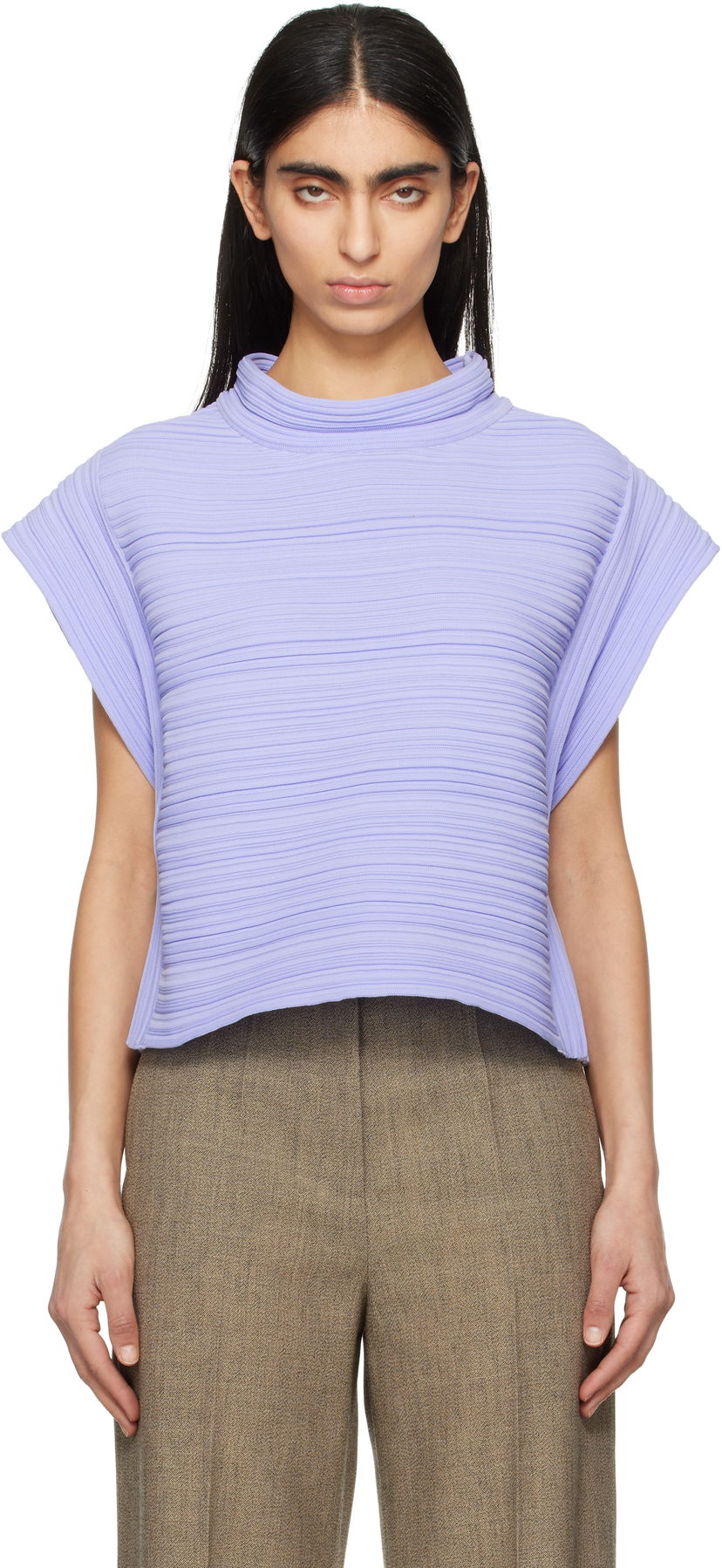 Cветр Pleats Please Issey Miyake Pleats Please Issey Miyake Crepe Knit Top Фіолетовий | PP56KE821