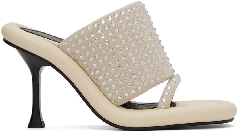 Аксесуари JW Anderson JW Anderson Bumper-Tube Crystal-Embellished Heeled Mules бежевий | ANW40011A
