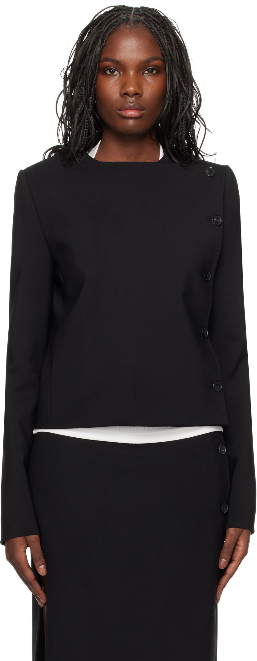Куртка Courrèges Buttoned Tailored Jacket чорний | 424CVE102WO0113