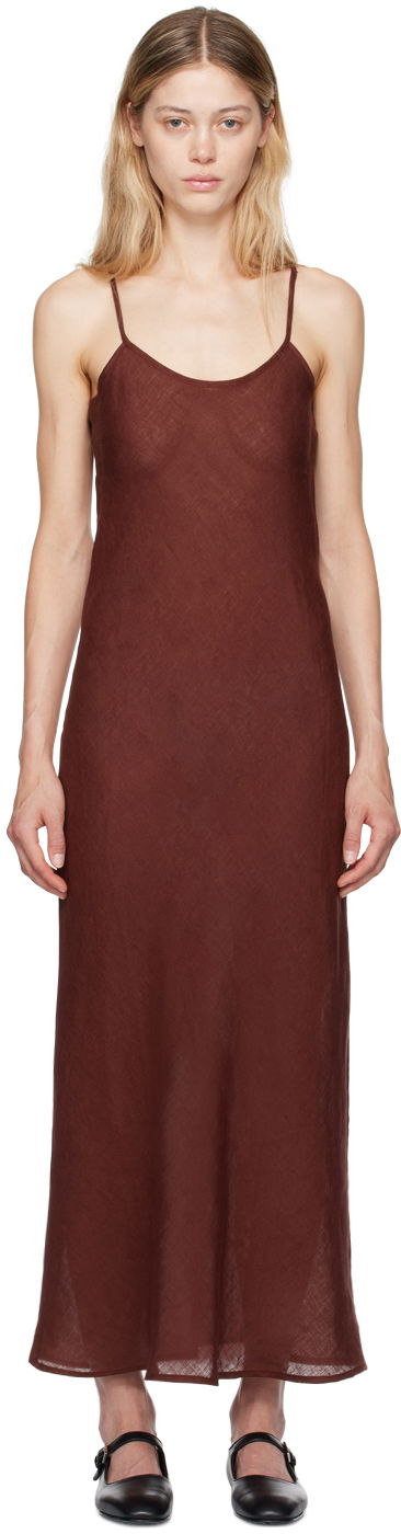 плаття Baserange Maxi Linen Dress Бордовий | DRDY-LI-AU24