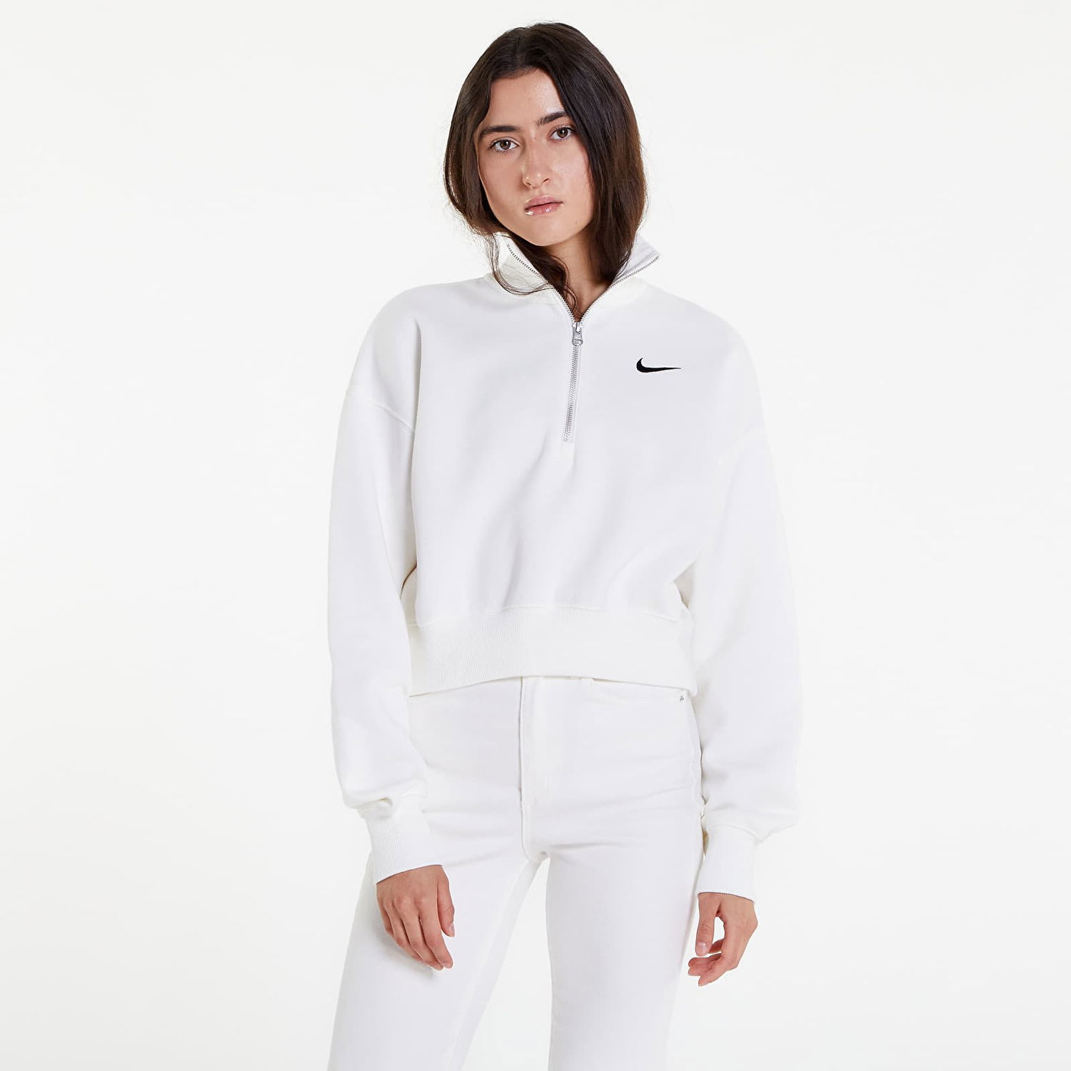 Світшоти Nike Phoenix Fleece 1/2-Zip Oversized Crop Sweatshirt білий | DQ5767-133, 1