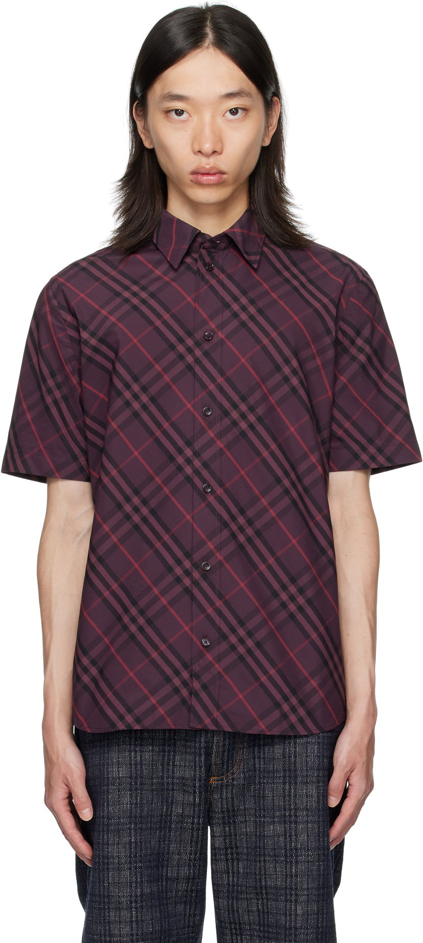 Сорочка Burberry Burberry Robert Check Short Sleeve Shirt Бордовий | 8115157