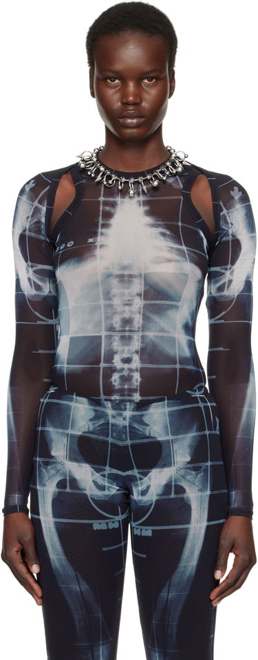 Боді Jean Paul Gaultier Jean Paul Gaultier 'The Squeletor' X-Ray Print Mesh Top чорний | 25/33-F-TO243-T580-005956, 0
