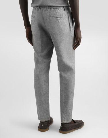 Штани Dolce & Gabbana Dolce & Gabbana Washed Linen Canvas Cropped Trousers Сірий | GV4EETFU4MFS8290, 2