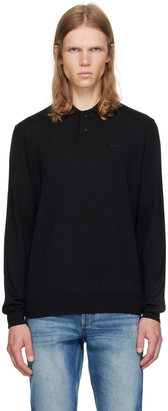 Сорочка поло A.P.C. Embroidered Logo Polo чорний | WVAWM-H23324