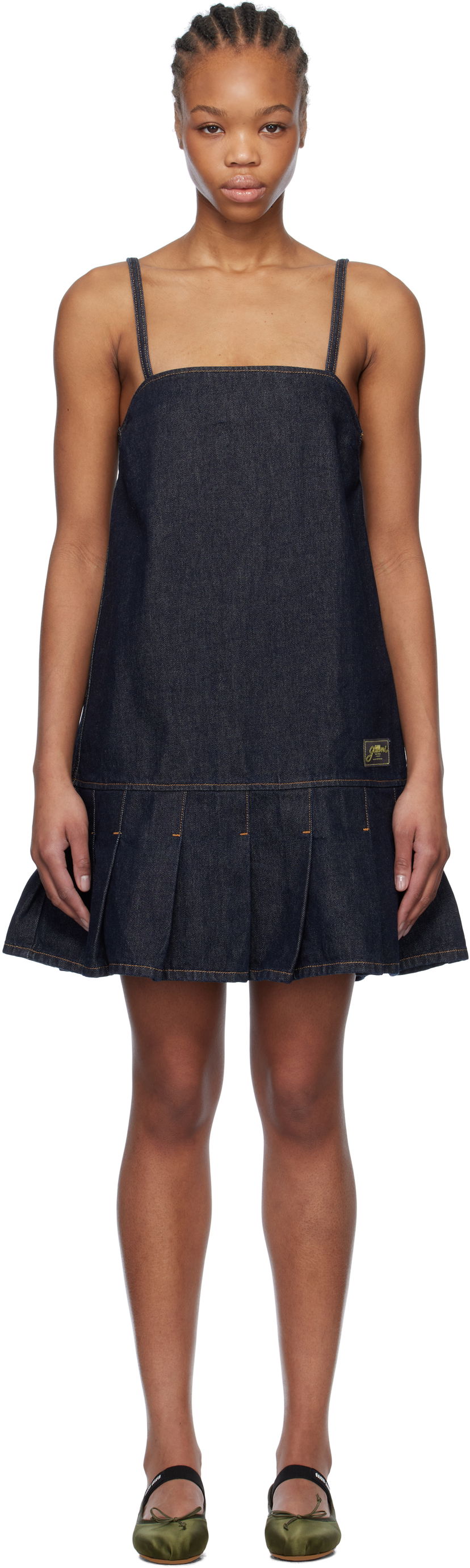 плаття GANNI GANNI Denim Pleated Mini Dress Синій | J1622