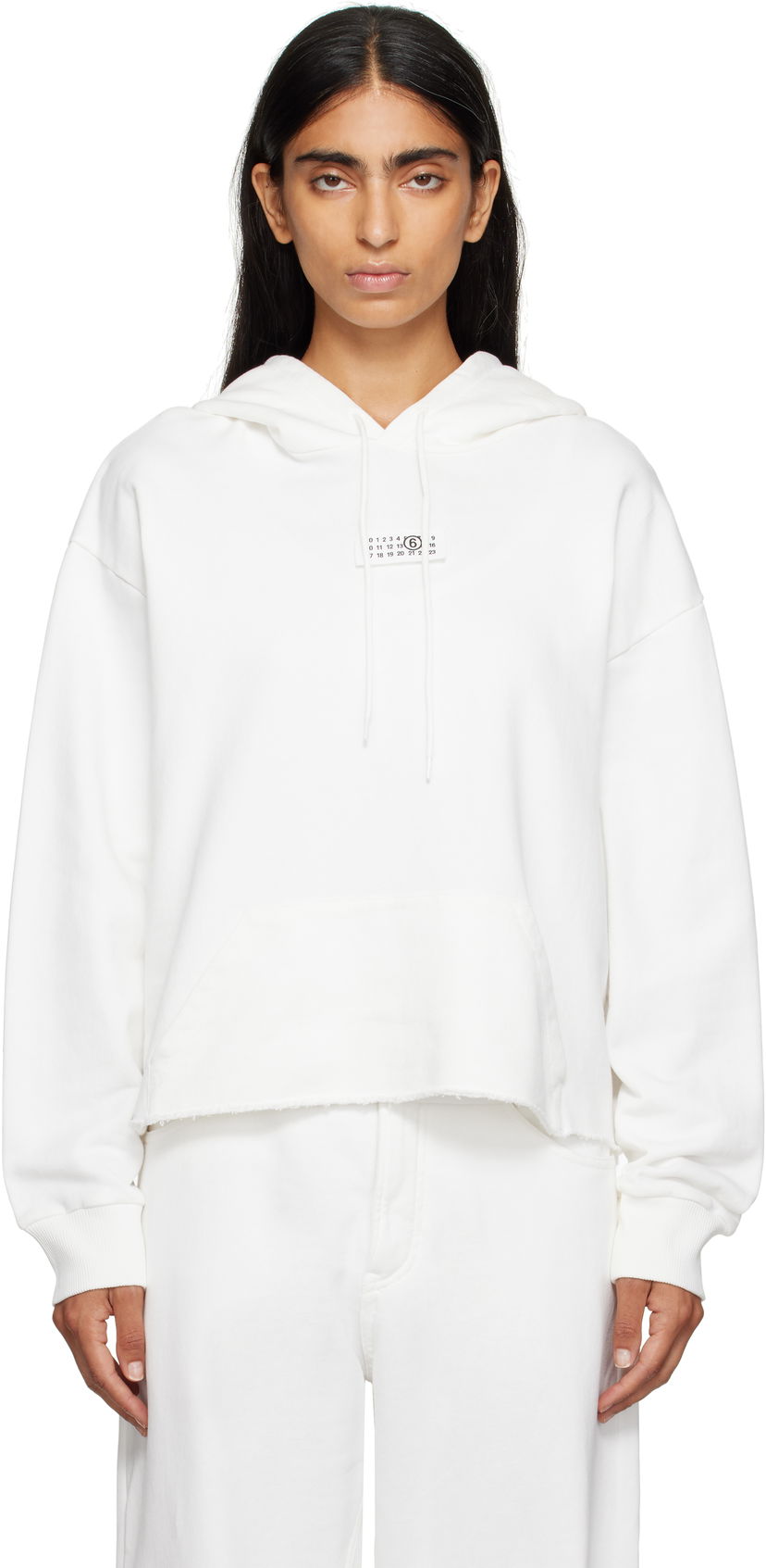 Світшоти Maison Margiela MM6 Maison Margiela Logo Patch Cropped Hoodie білий | S52GU0234 M25025
