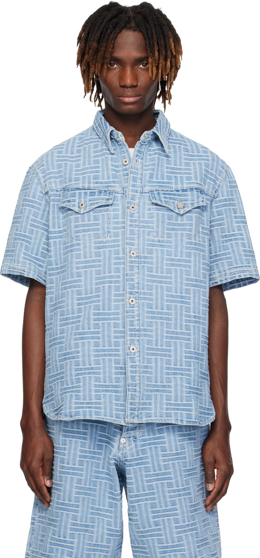 Сорочка KENZO Kenzo Paris 'KENZO Weave' Relaxed Denim Shirt Синій | FF55DC1026J4