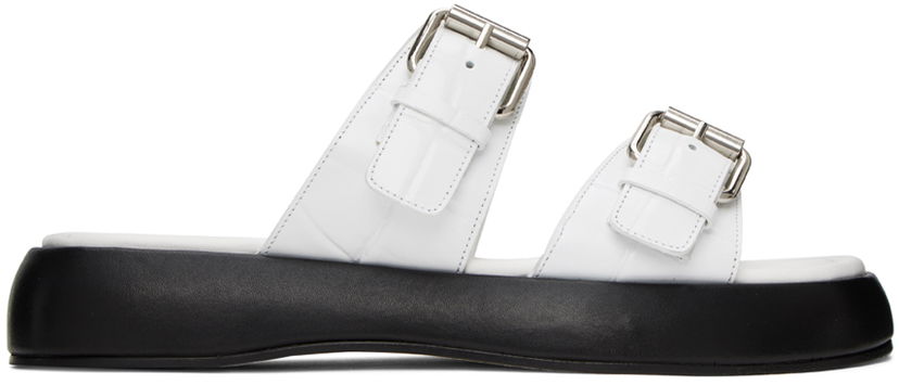 Кросівки та взуття BY FAR Wyatt Leather Platform Sandals білий | 23SSWYSWHMCRN