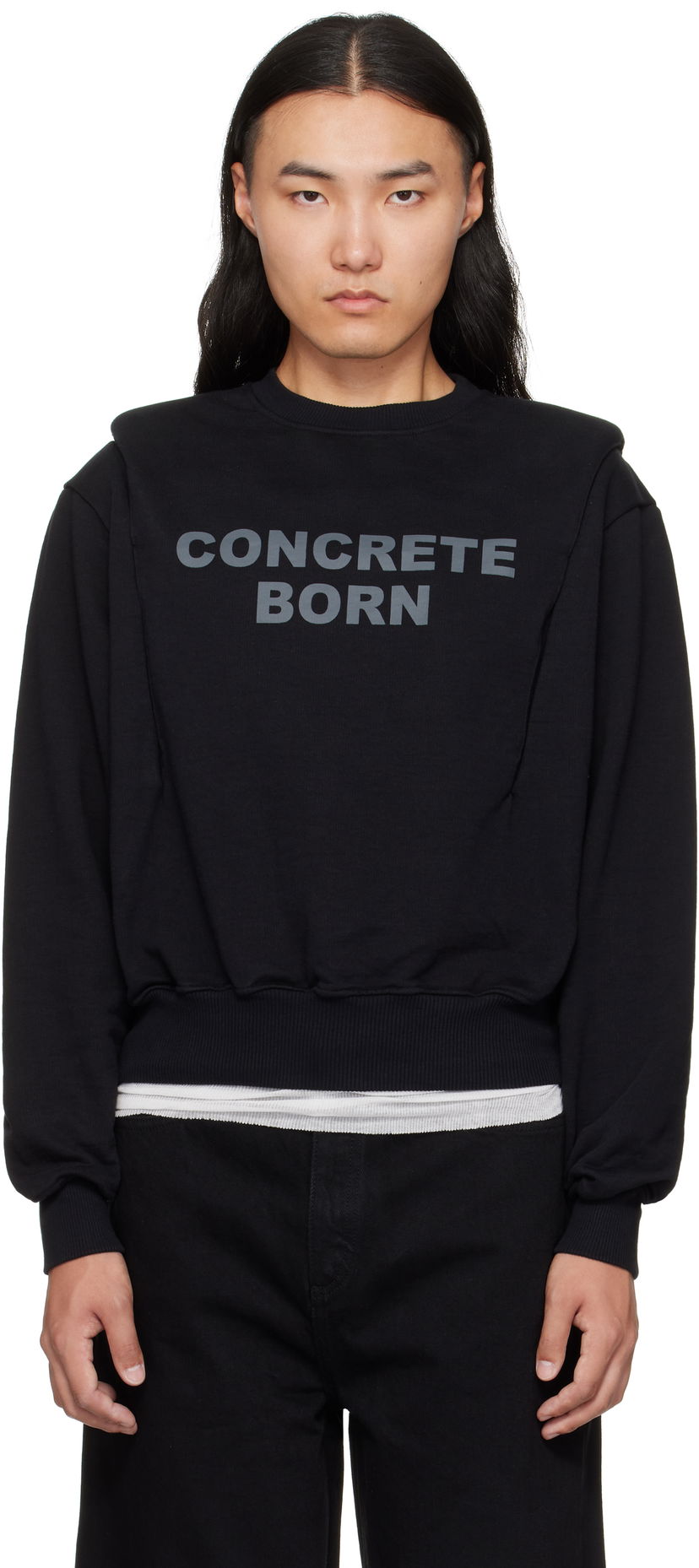Світшоти Han Kjøbenhavn Han Kjobenhavn Collared Crewneck Sweatshirt чорний | M-134680