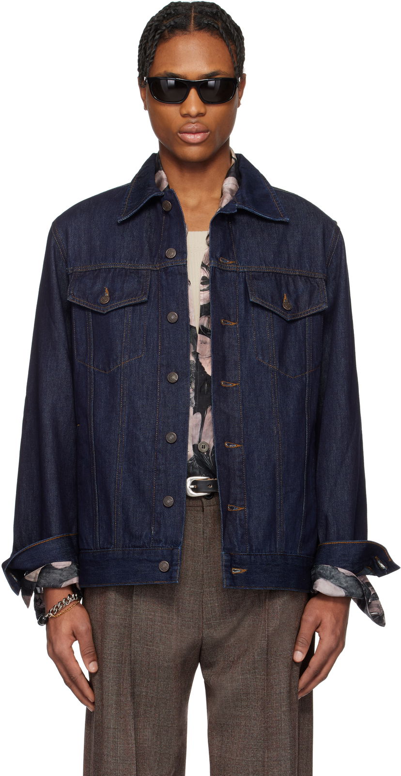 Куртка Dries Van Noten Dries Van Noten Paneled Denim Jacket Синій | 251-020503-1552