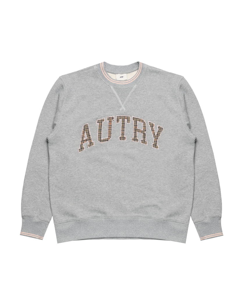 Світшоти Autry Crew Neck Plaid Appliqué Sweatshirt with Striped Rib Trims Сірий | SWPMU4HX