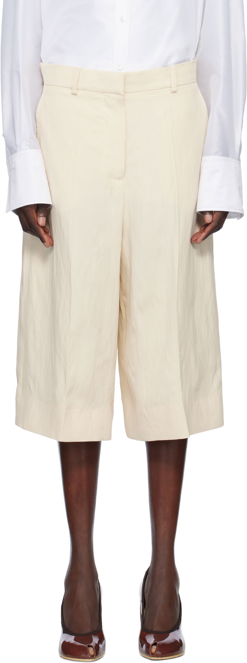 Шорти Stella McCartney Stella McCartney Linen Culotte Shorts бежевий | 640251STA49