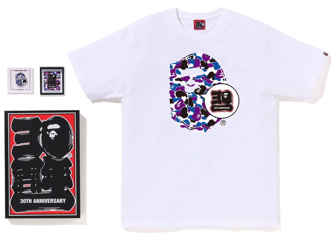 Футболка BAPE Store Hong Kong 30th Anniversary Ape Head Tee Set білий | 1J22-110-033, 0