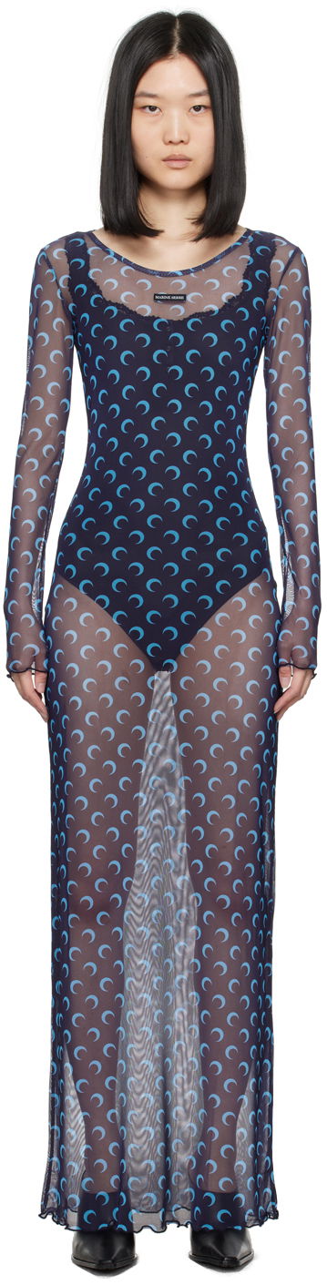 плаття Marine Serre Moon Print Maxi Dress Синій | WDR300A