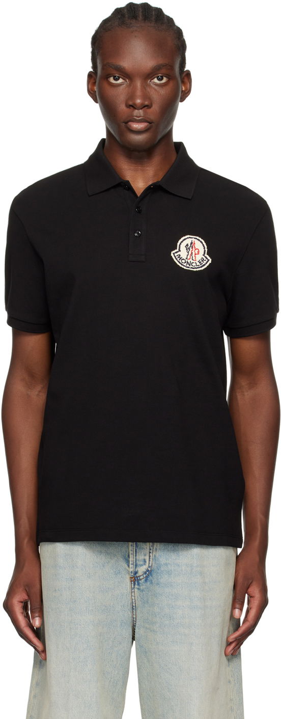 Сорочка поло Moncler Black Logo Patch Polo чорний | J20918A0000589A16