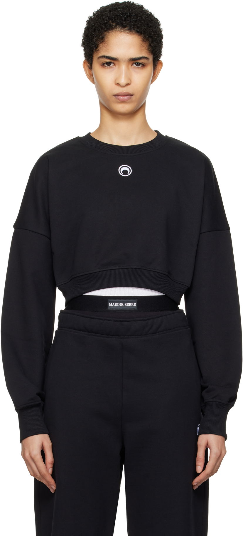 Світшоти Marine Serre Moon Logo Fleece Cropped Sweatshirt чорний | WST012A