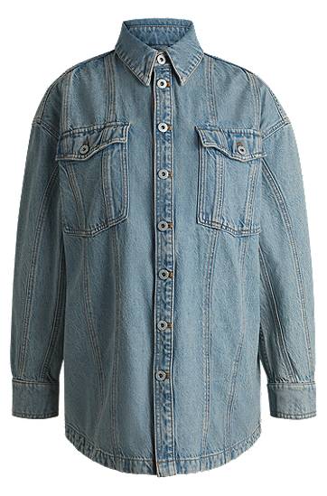 Сорочка BOSS Long Denim Shirt with Patch Pockets Синій | 50531715