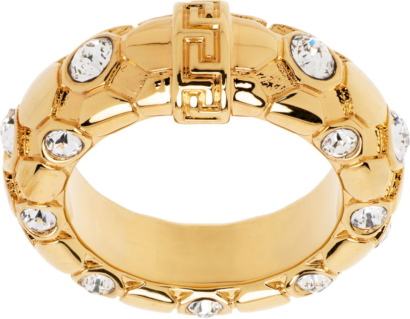 Кільце Versace Versace Greca Crystal Embellished Gold-Tone Ring Металік | 1020545_1A00621