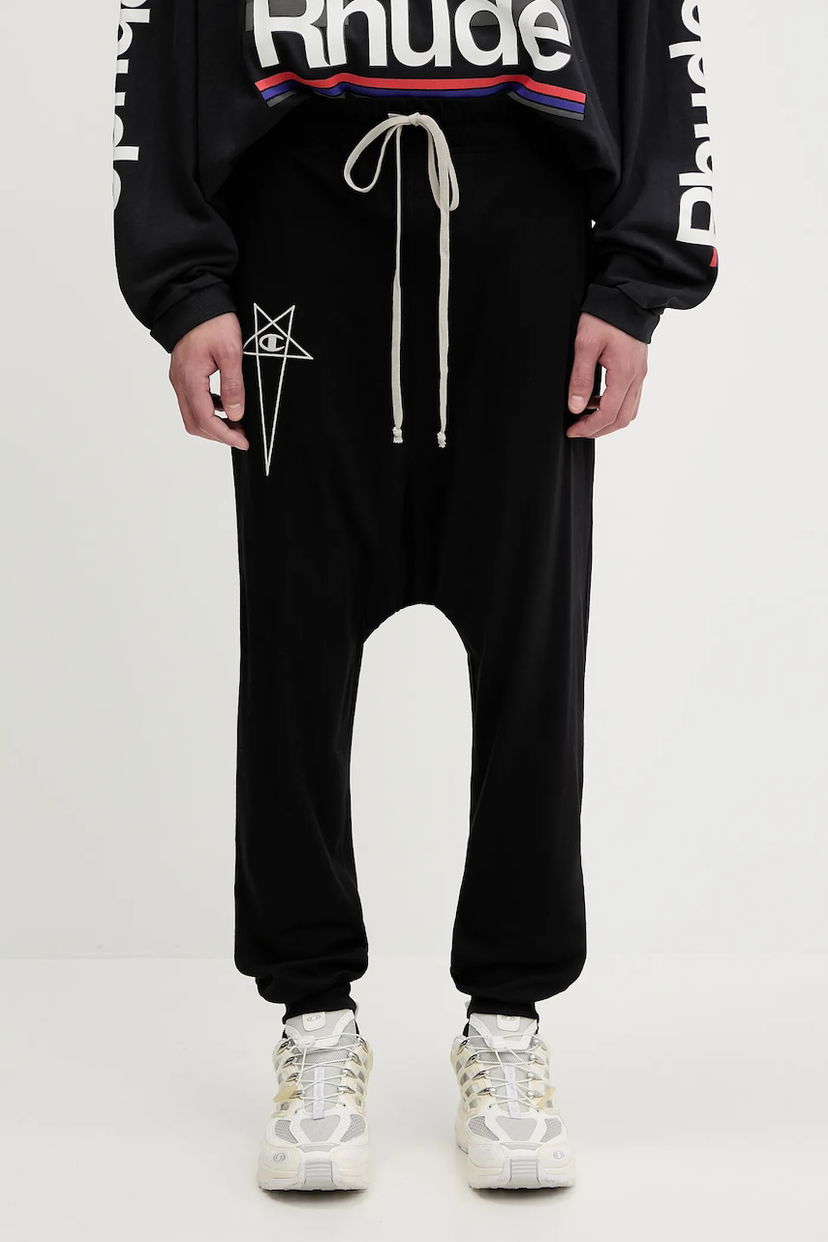 Спортивні штани Rick Owens Rick Owens DRKSHDW Knitted Prisoner Drawstring Drop Crotch Pants чорний | CM01E1690.CHJG
