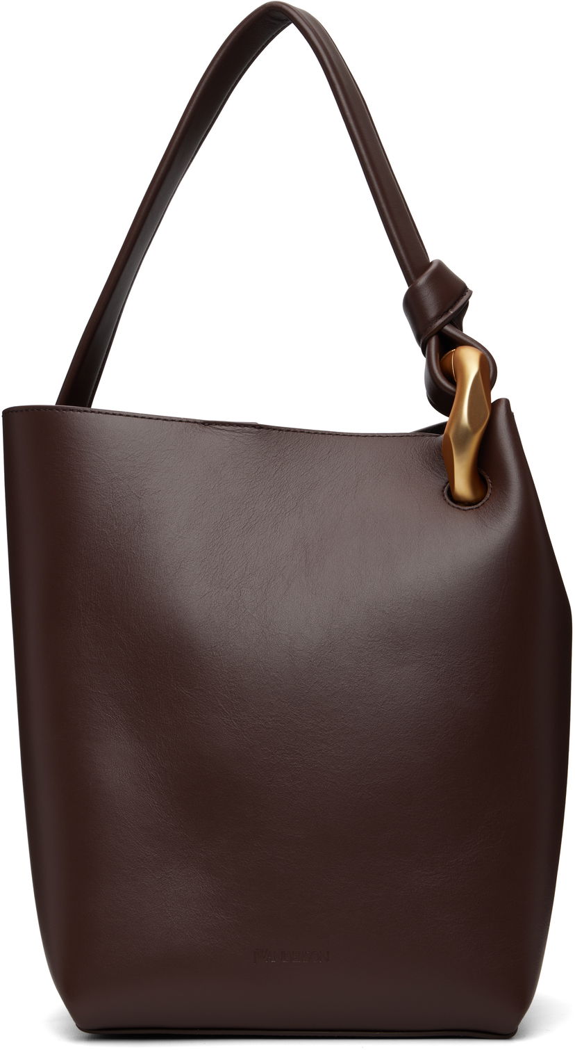 сумка-тоут JW Anderson JW Anderson 'The JWA Corner Bucket' Leather Tote with Sculptural Handle Коричневий | HB0737-LA0232
