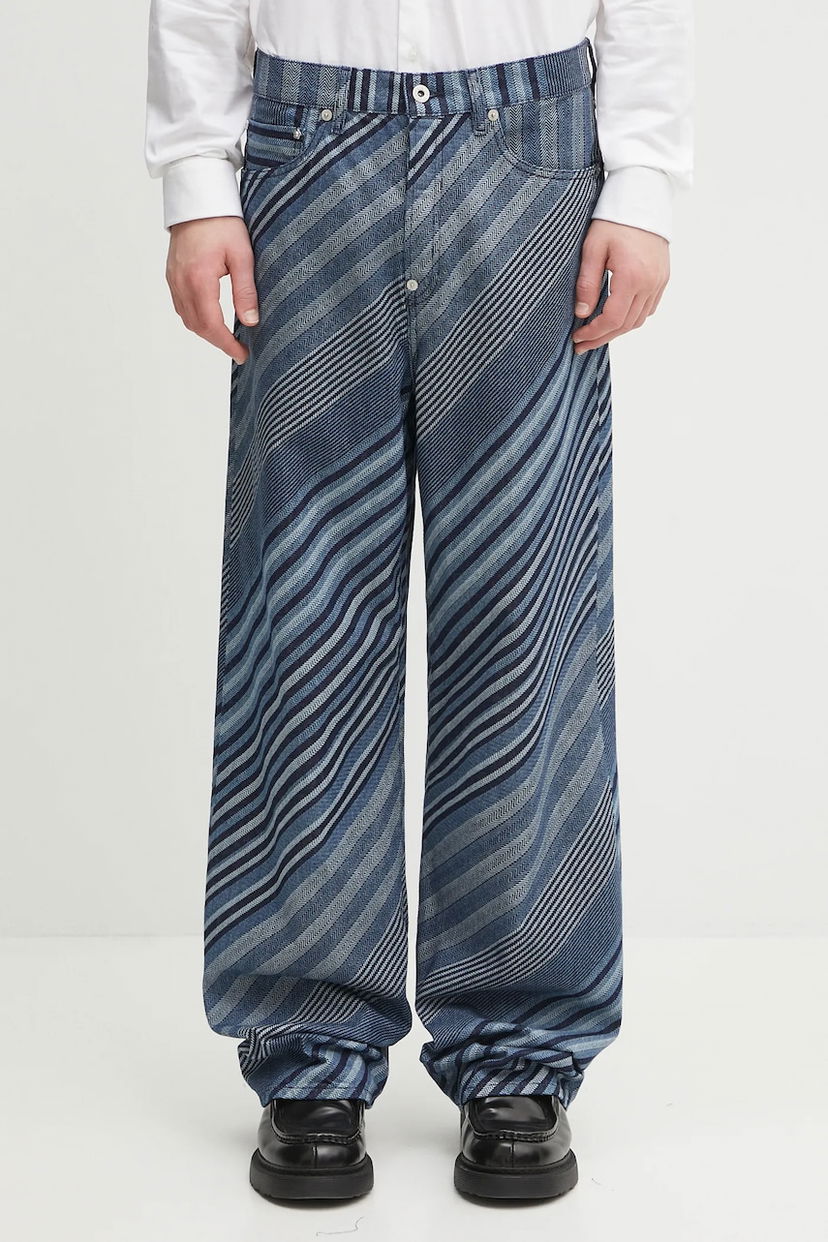 Джинси KENZO Kenzo Diagonal Stripe Turn Up Wide Fit Jeans Синій | FF65DP4216Z1