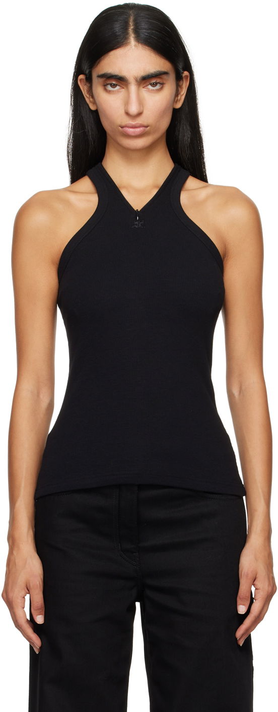 Безрукавка Courrèges Black Fitted Zipped Tank Top чорний | 324JDE079JS0121